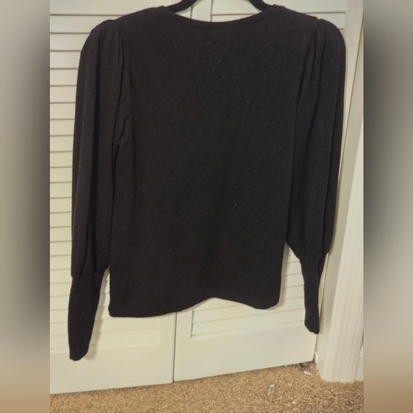 Madewell Puff-Sleeve Scoop-Neck Knit Top Black | Size XXSmall | NWOT - Picture 3 of 5